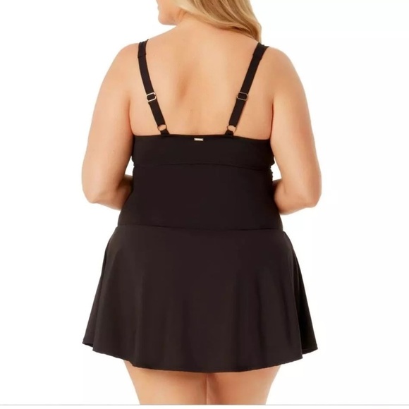 Anne Cole Plus Size Black One Piece Skirt Swim Suit Size 18W - Picture 9 of 15